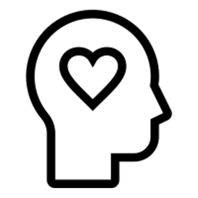 icon of head with heart in the brain area